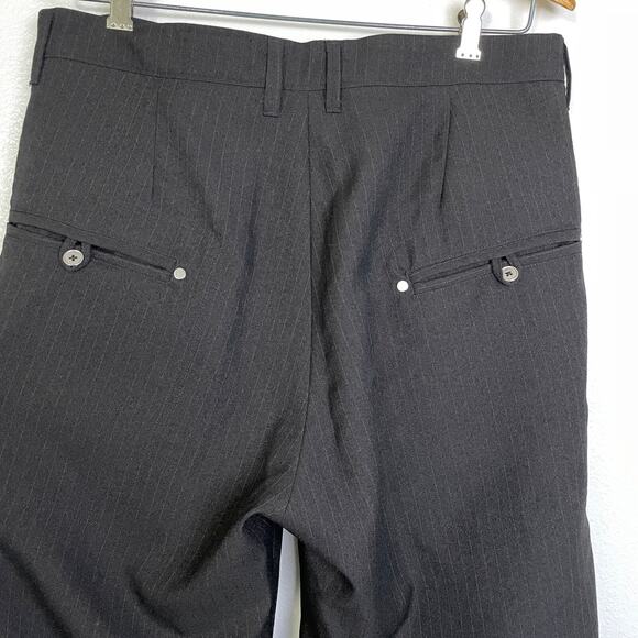 LawCinto SHEPHERD Pinstripe Slacks 32 Brown Trousers Relaxed Pleated NWOT - Picture 7 of 11